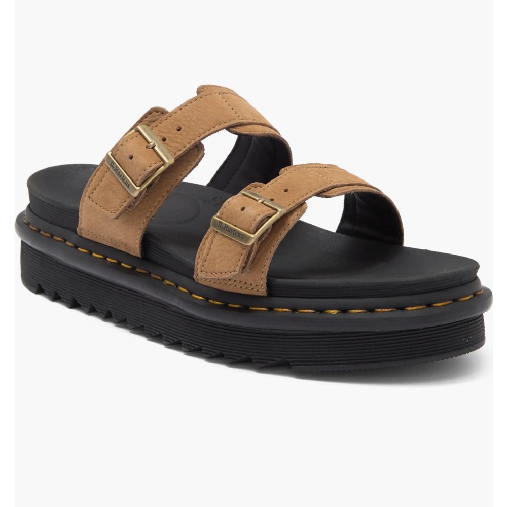 Dr. Martens Tan Leather Buckle Sandals